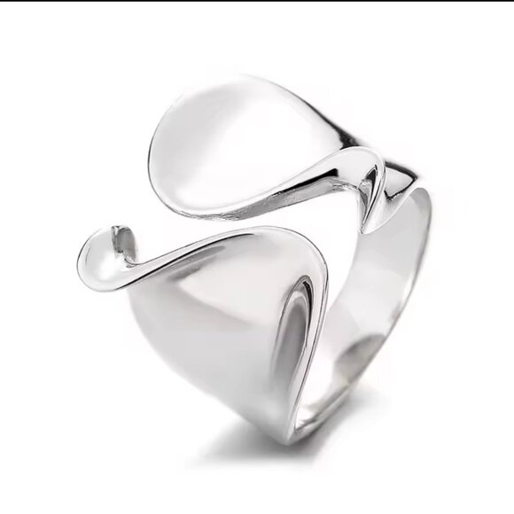 925 Sterling Open Front Twist and Swirl Adjustable Ring #1542 - Picture 1 of 5